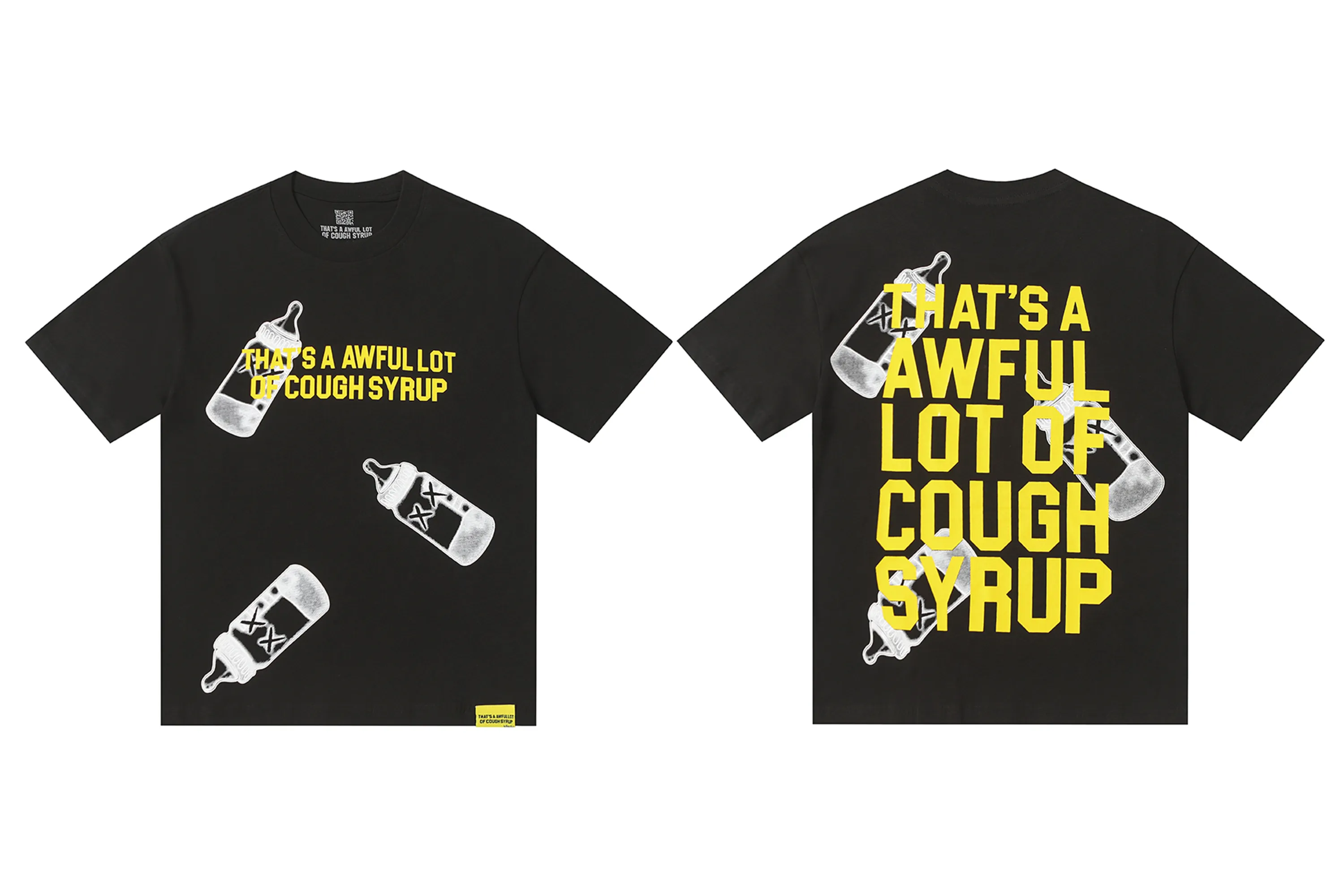 #Black/ | THAT'S A AWFUL LOT OF COUGH SYRUP In Stock Real shot American simple fashion brand loose casual T-shirt Fabric (fabric): 32 counts Weight combed double yarn pure cotton Sizes (size): S-M L X L Color (colour): Black/Chinese red